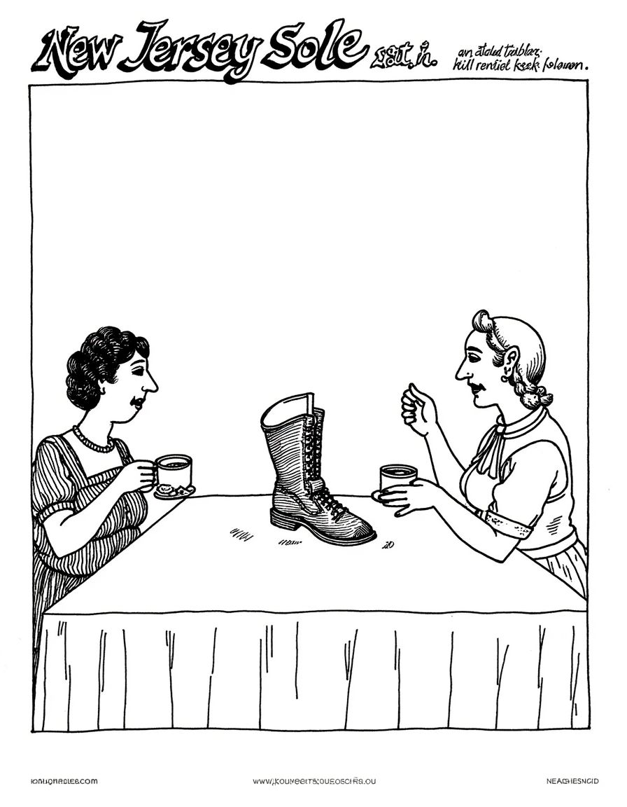 54042-689635007-_lora_KlibanBlack_epoch_8_1__This cartoon depicts two women having tea. in the middle of the table is an old boot. the title rea.jpg